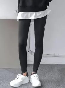 DAZY Mallas Gráficas Con Cintura Alta Con Letras - Negro - Ver 1