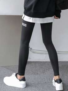 DAZY Mallas Gráficas Con Cintura Alta Con Letras - Negro - Ver 2