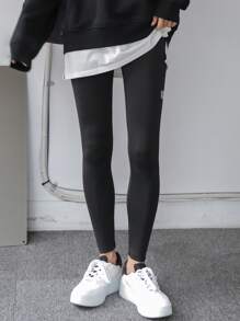 DAZY Mallas Gráficas Con Cintura Alta Con Letras - Negro - Ver 4