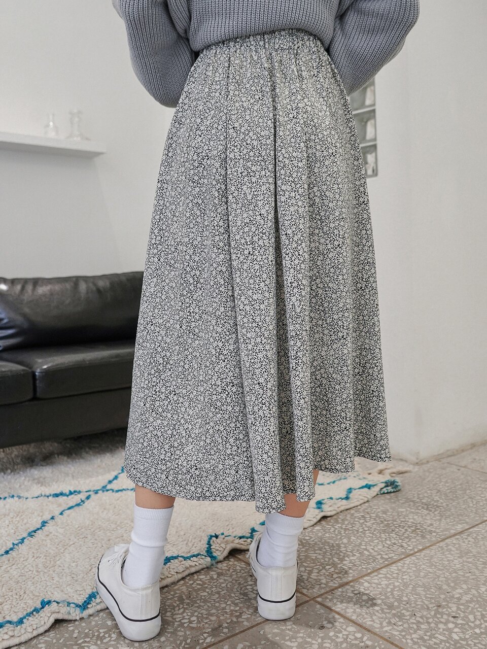 High Waist Ditsy Floral Skirt