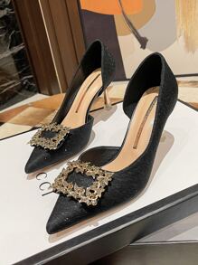 Zapatos de tacón piedra preciosa & con diseño brillante - Negro - Ver 3