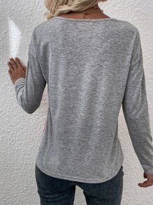 SHEIN LUNE 拼色落肩T恤 - 彩色 - 查看 2