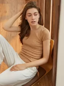 MOTF PREMIUM WOOL MIX SLIM KNIT TOP - Khaki - View 1