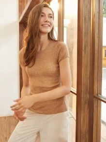 MOTF PREMIUM WOOL MIX SLIM KNIT TOP - Khaki - View 7