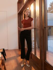 MOTF PREMIUM WOOL MIX SLIM RIBBED KNIT TOP - Rust Brown - View 10