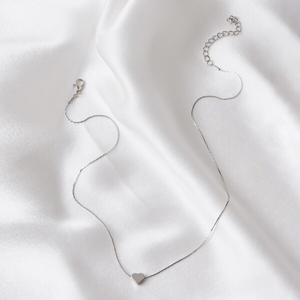 

Heart Charm Necklace, Silver