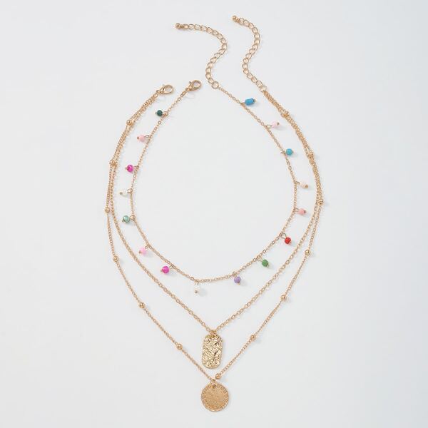 

2pcs Geometric Charm Necklace, Multicolor