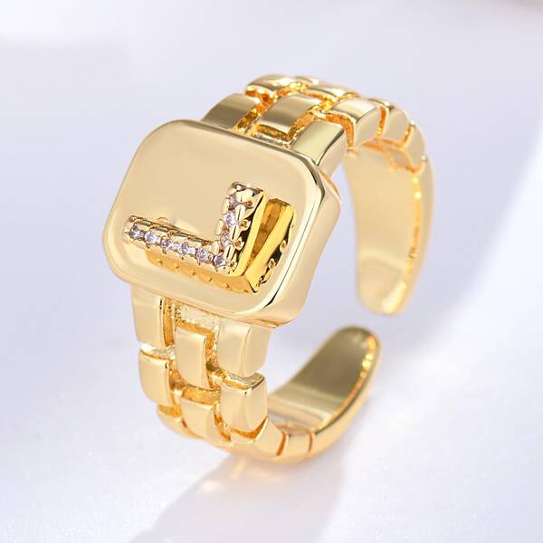 

18K Gold Plated Zircon Letter Decor Ring