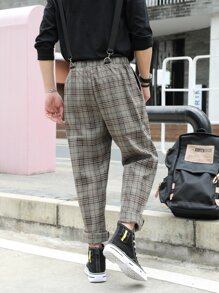 Manfinity Hypemode Men Plaid Slant Pockets Overall Trousers - Multicolor - View 2