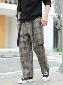 Manfinity Hypemode Men Plaid Slant Pockets Overall Trousers - Multicolor - View 5