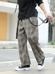 Manfinity Hypemode Men Plaid Slant Pockets Overall Trousers - Multicolor - View 3