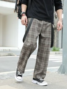Manfinity Hypemode Men Plaid Slant Pockets Overall Trousers - Multicolor - View 6