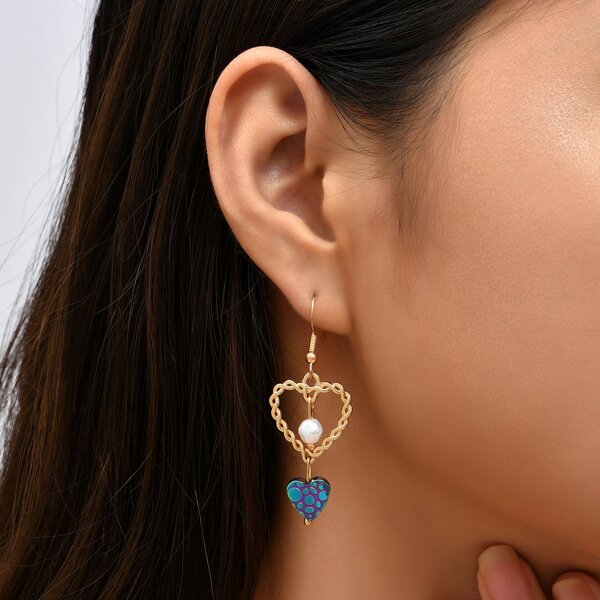 

Heart Drop Earrings, Multicolor