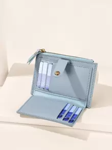 1 件简约设计学生短款钱包，带硬币纸银行卡存储和可折叠双层扣和拉链开合，PU 材料，适合男士，也是送给朋友的*礼物，轻便便携式卡片 ID 卡，白领人士，男士节日，周年纪念，生日礼物，礼品配件，礼品礼物，教师礼物，休闲学校用品，教师礼物，返校卡夹，卡夹，钱包，名片夹，信用卡夹，女士卡夹，女士钱包，迷你钱包，钱包，卡片钱包 - 淺藍色 - 查看 4