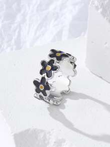 Nhẫn trang trí hoa - màu đen - Xem 1