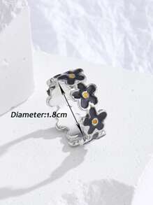 Nhẫn trang trí hoa - màu đen - Xem 2