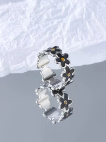 Nhẫn trang trí hoa - màu đen - Xem 3