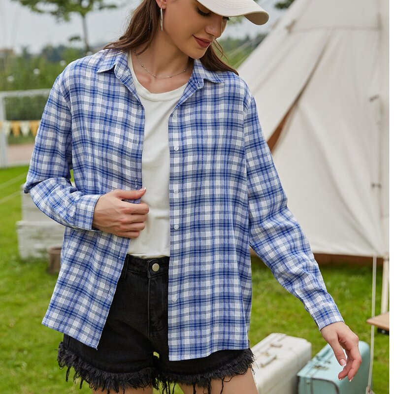

Plaid Button Front Blouse, Multicolor