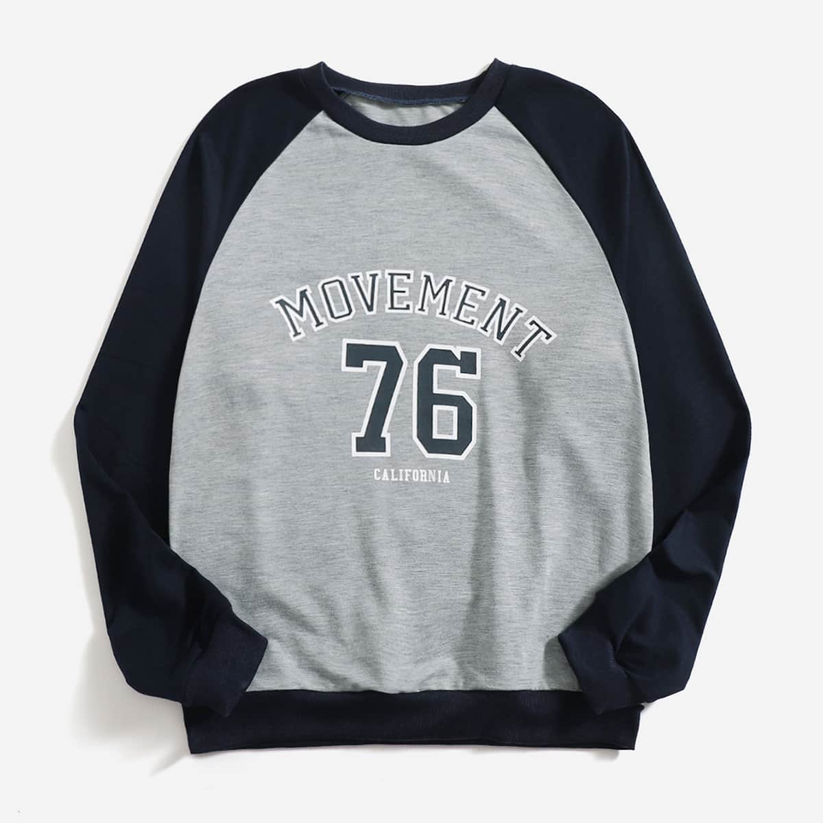 

Colorblock & Letter Print Sweatshirt, Multicolor