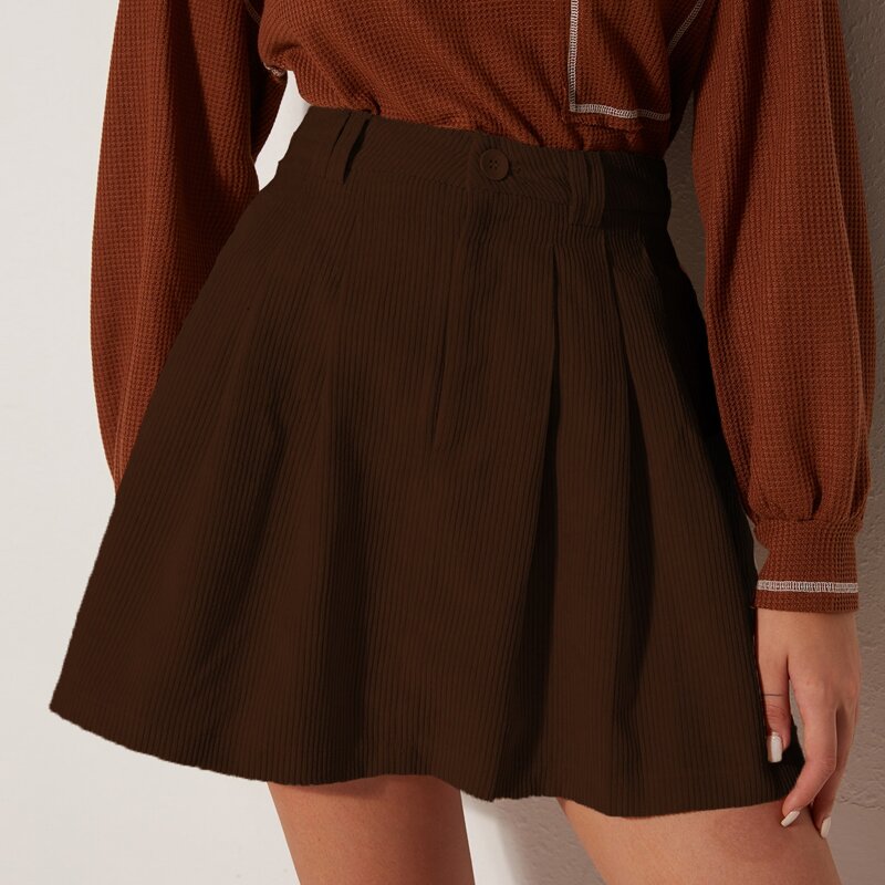

Solid Corduroy Skirt, Chocolate brown