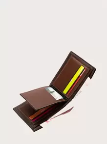 Baellerry Cartera plegable con gráfico de letras para hombre, billetera pequeña con cremallera, billetera minimalista delgada para hombres, regalo para el Día de San Valentín, regalo de cumpleaños, regalo para pareja, hombre, novio, esposo, tío, hermanos, maestro, ideas de regalo - Marrón - Ver 2