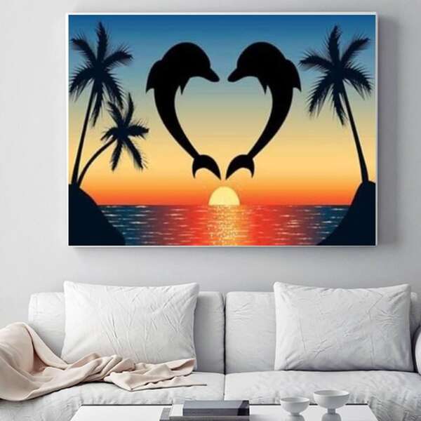 

Dolphin Print DIY Diamond Unframed Painting, Multicolor