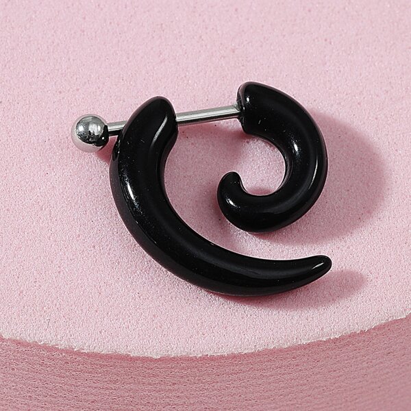 

1pc Girls Structured Earring, Black