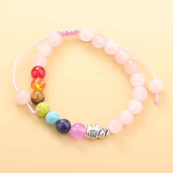 

1pc Beaded Bracelet, Pink
