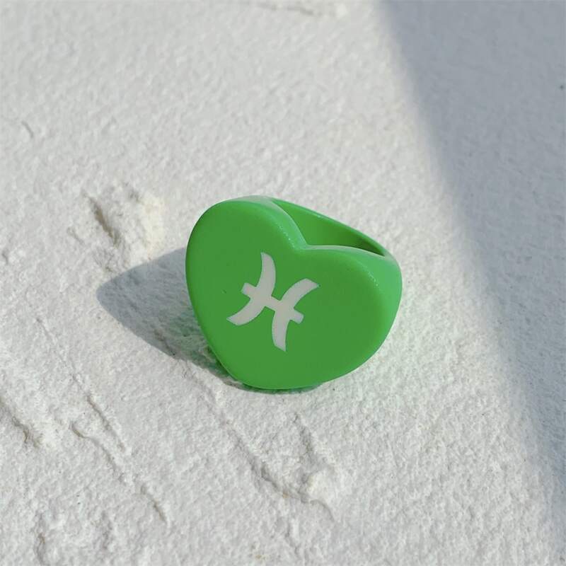 

Constellation Graphic Heart Decor Ring, Green