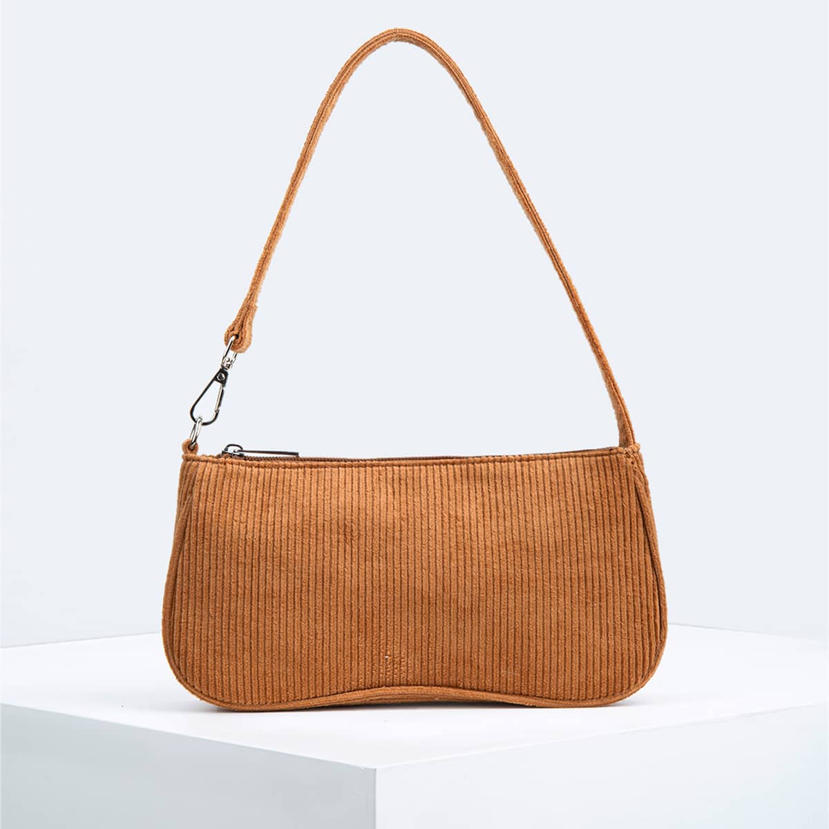 

Minimalist Corduroy Baguette Bag, Brown