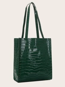 Dập nổi cá sấu Túi tote - màu xanh lá - Xem 2