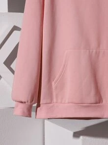 tacikworks Capucha de hombros caídos con diseño con cordón con estampado de árbol - Rosa Pálido - Ver 4