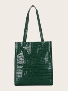 Dập nổi cá sấu Túi tote - màu xanh lá - Xem 3