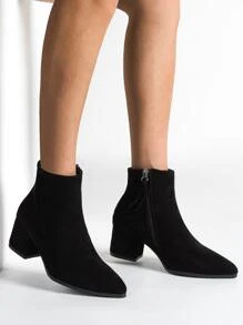 Minimalist Suedette Side Zip Classic Boots - Black - View 2