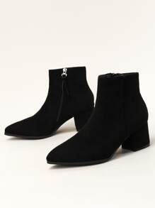 Minimalist Suedette Side Zip Classic Boots - Black - View 3