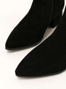 Minimalist Suedette Side Zip Classic Boots - Black - View 4