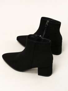 Minimalist Suedette Side Zip Classic Boots - Black - View 5