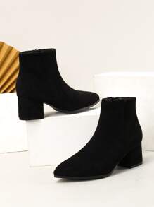 Minimalist Suedette Side Zip Classic Boots - Black - View 6