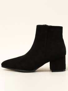 Minimalist Suedette Side Zip Classic Boots - Black - View 7