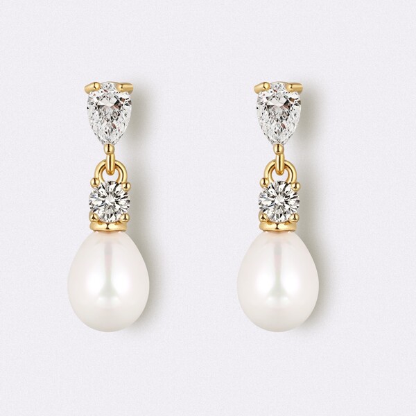 

18K Gold Plated Zircon Decor Drop Earrings