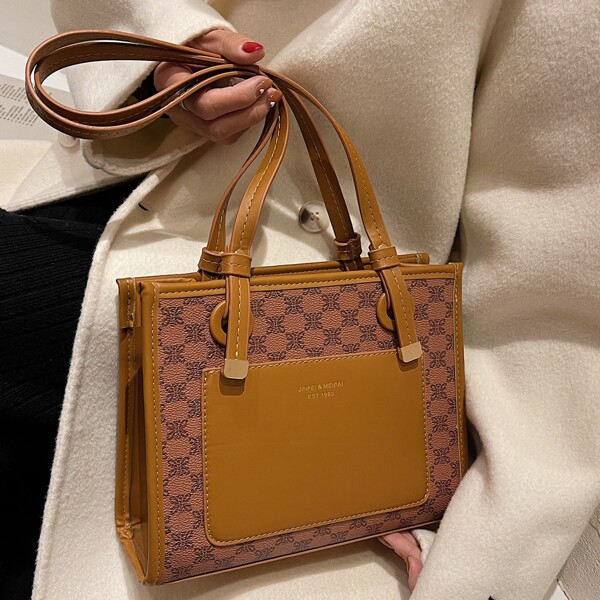 

Geo Graphic Shoulder Bag, Brown