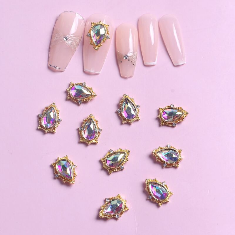 

10pcs Rhinestone Decor Nail Art Decoration, Gold