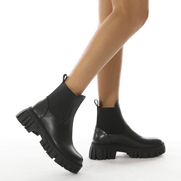 

Minimalist Platform Chelsea Boots, Black