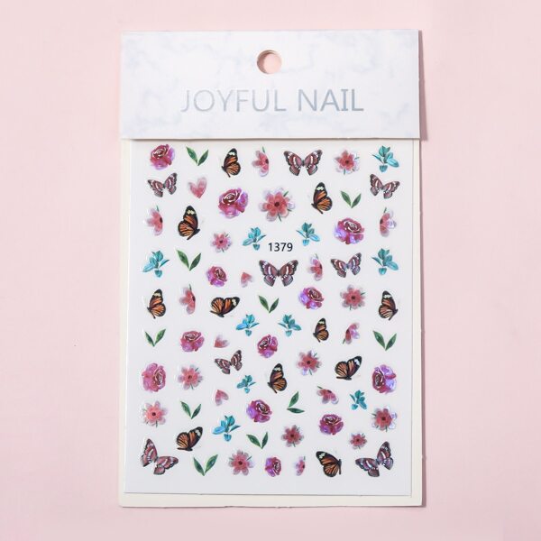 

1sheet Butterfly & Floral Pattern Nail Art Sticker, Multicolor