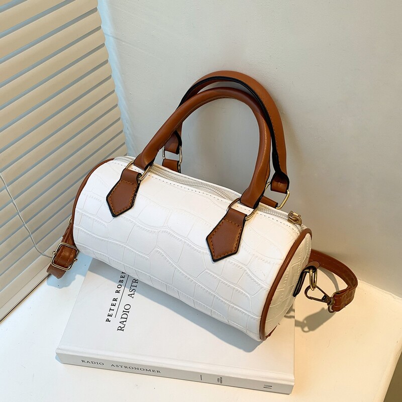 

Two Tone Boston Bag, White