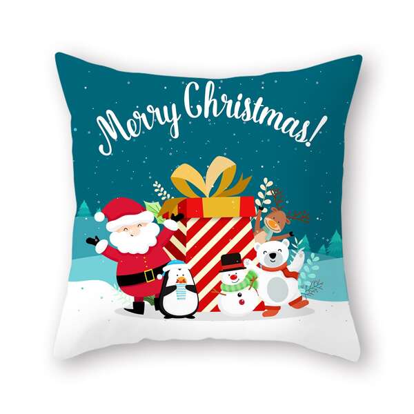 

Christmas Print Cushion Cover Without Filler, Multicolor