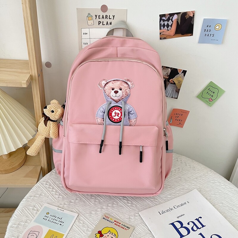 

Bear Graphic Backpack, Pink