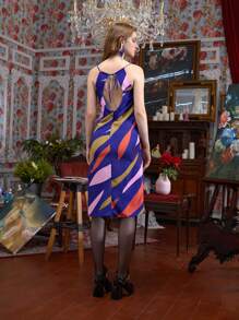 Sarah Alice Rabbit Graphic Print Split Thigh Cami Dress - Multicolor - View 2