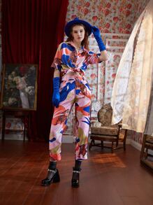 Sarah Alice Rabbit Tiger & Graphic Print Slant Pocket Pants - Multicolor - View 3