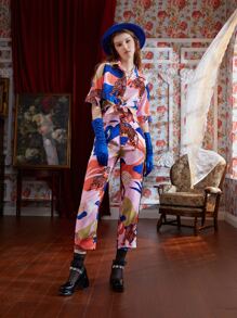 Sarah Alice Rabbit Tiger & Graphic Print Slant Pocket Pants - Multicolor - View 6